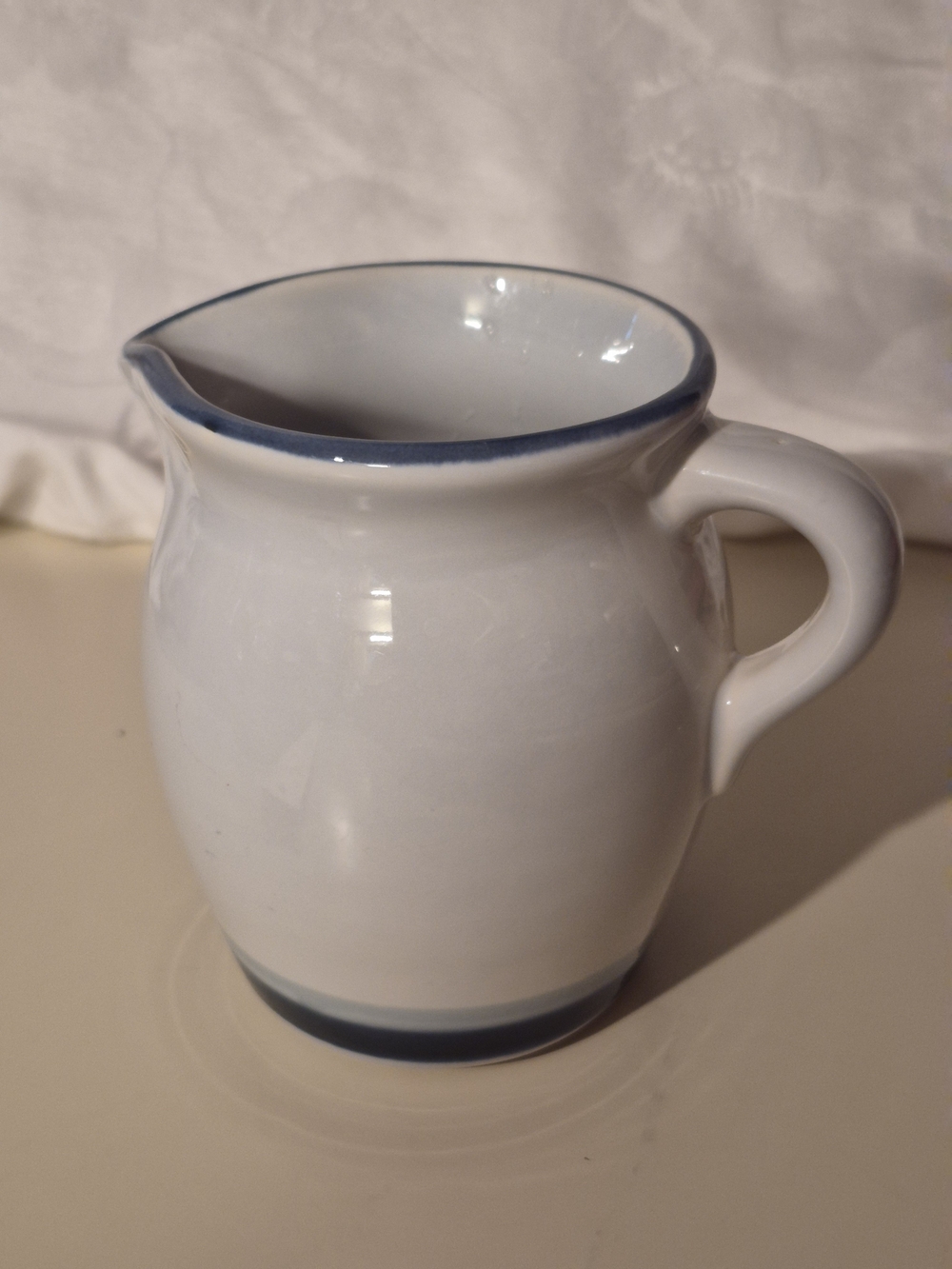 Pfaltzgraff Sky White Creamer Pitcher with Blue Trim Discontinued